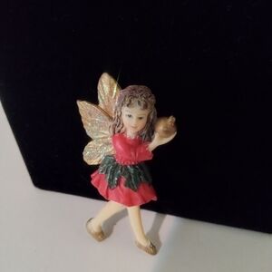 Dezines Fairy Collection Pin Brooch Red Dress Gold Wings Golden‎ Pomegranate